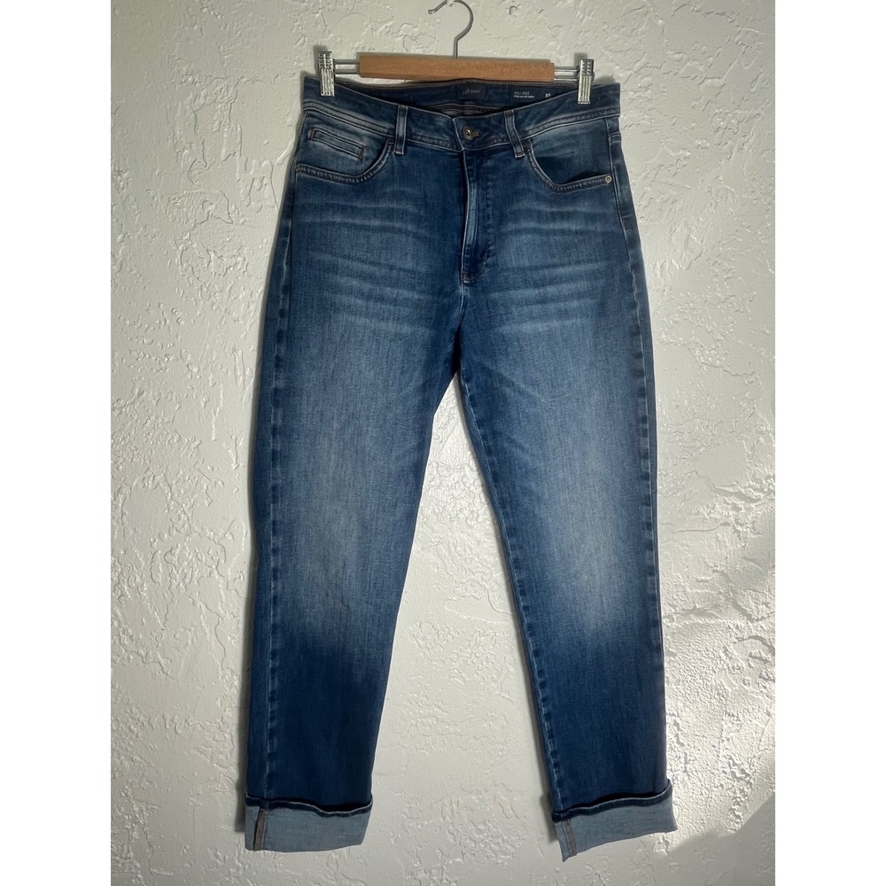 J.Jill Denim High Rise Straight Leg Ankle Jeans Size 10 Tall Medium Wash